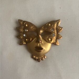 Gold Mask Brooch